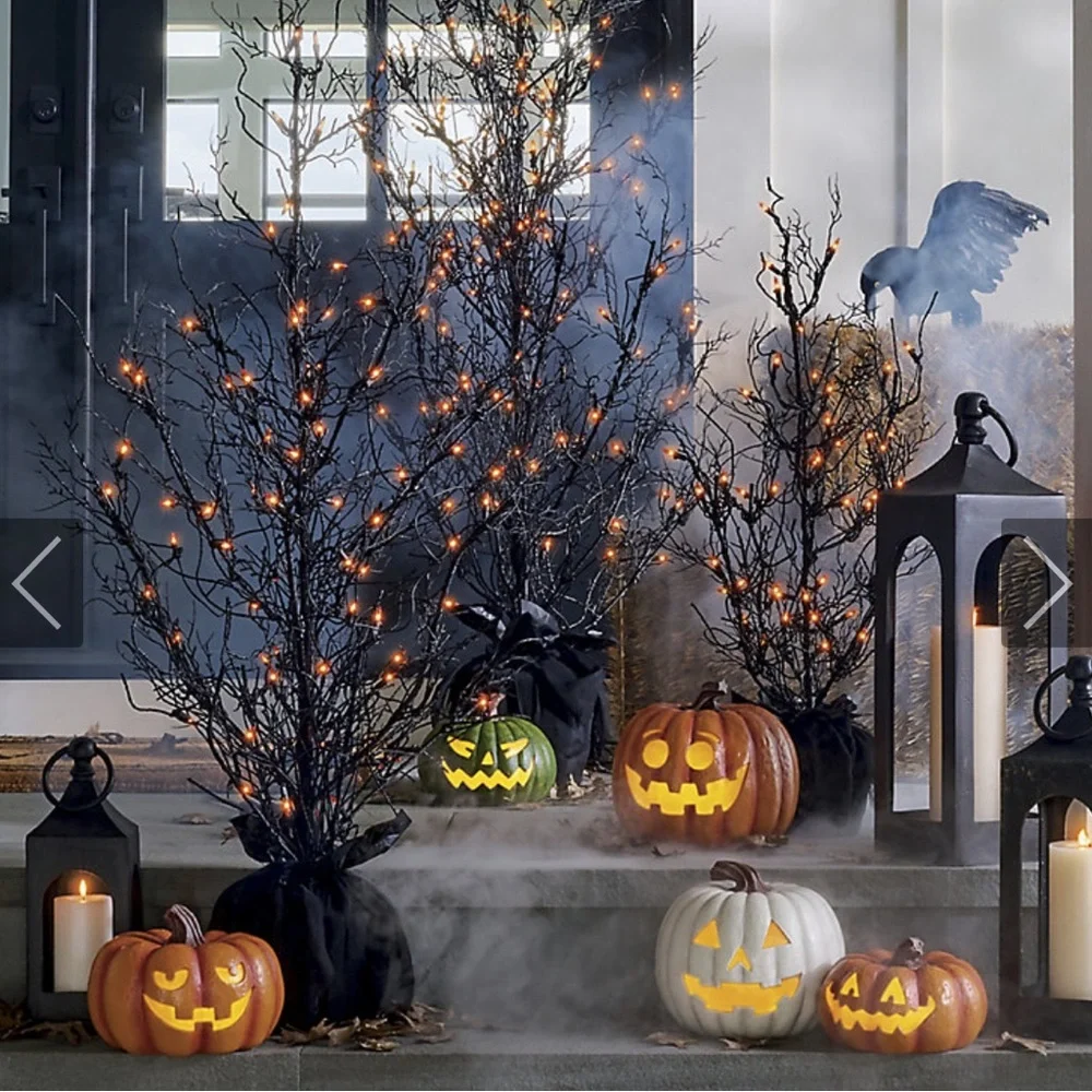 White and Yellow Halloween Pumpkin Decor